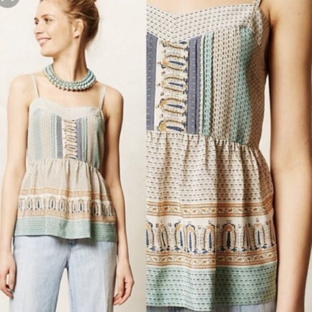 Anthropologie Vanessa Virginia Montara boho pastel tank top size 2 - Picture 9 of 11